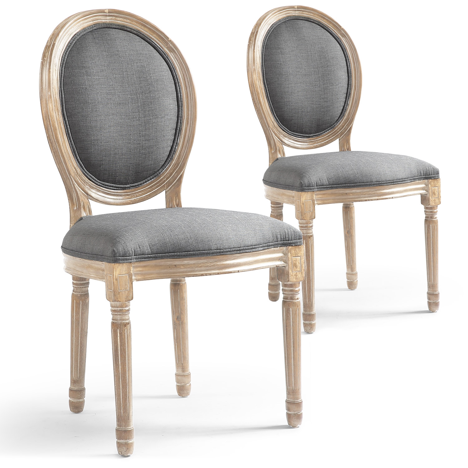La chaise médaillon Louis XVI tissu gris clair