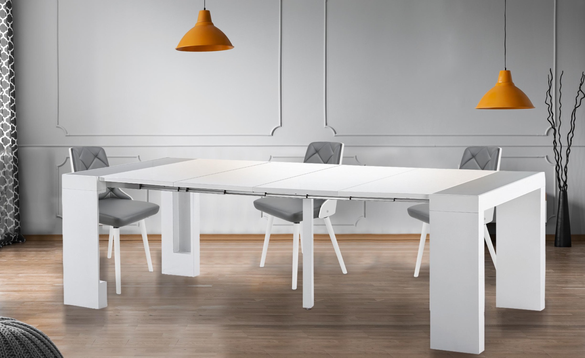 Table Console extensible Pandore Blanc 