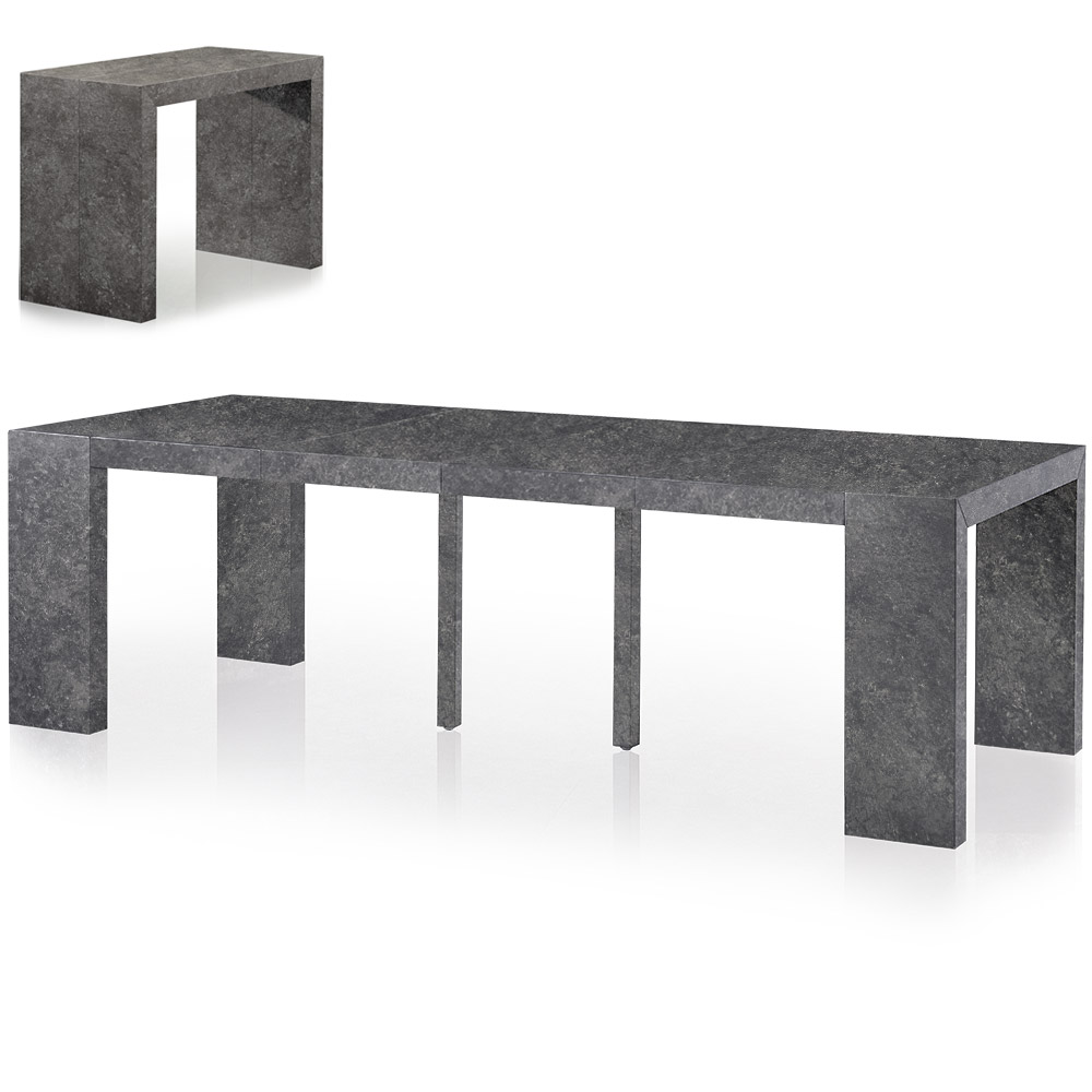 Table console extensible 4 rallonges coloris gris effet béton Nassau XL