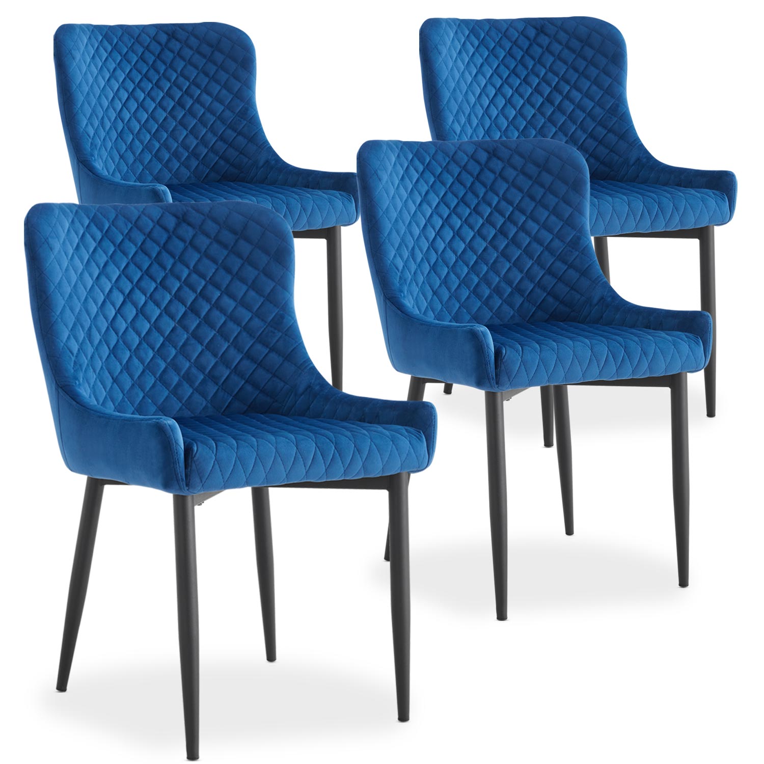 Lot de 4 chaises Bellamy Velours Bleu